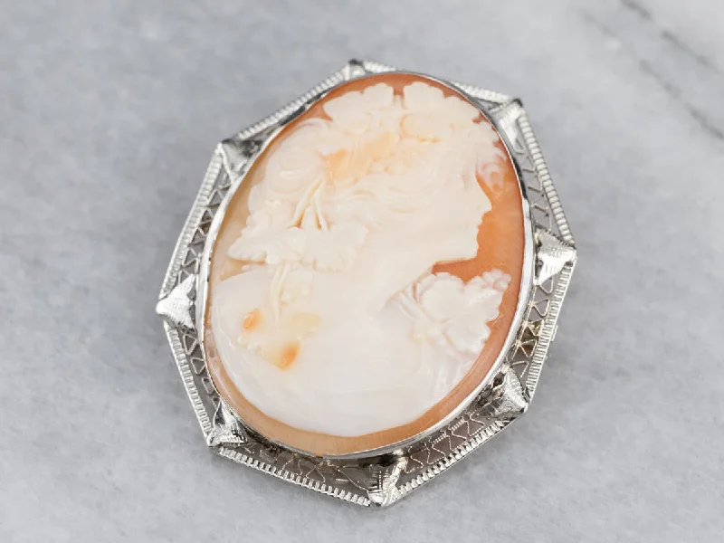 crystal brooches for dresses -Art Deco Bacchante Maiden Cameo Brooch Pendant