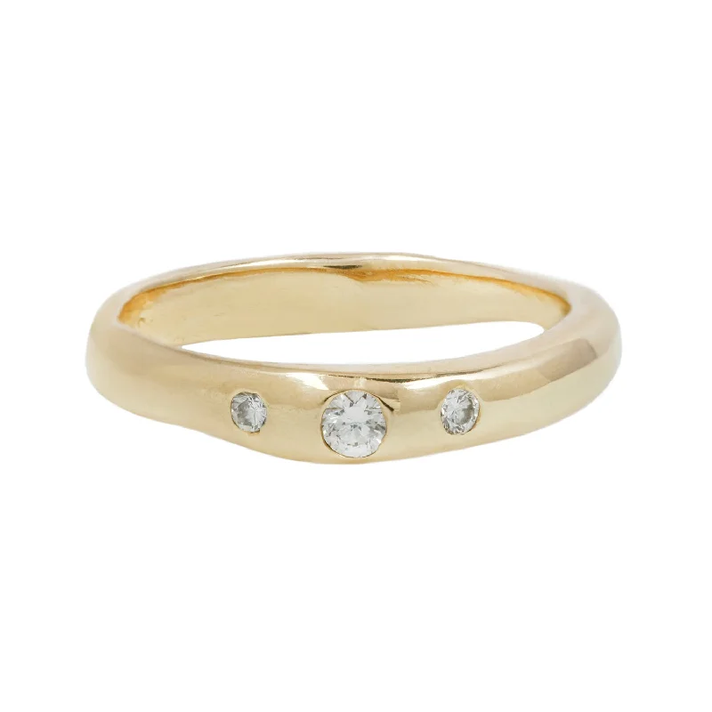 fashion engagement rings -THREE STONE HART RING / 14K & DIAMOND