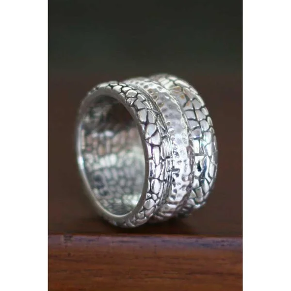 luxury diamond wedding rings -Handmade Sterling Silver Men's 'Cobbled Paths' Ring (Indonesia)