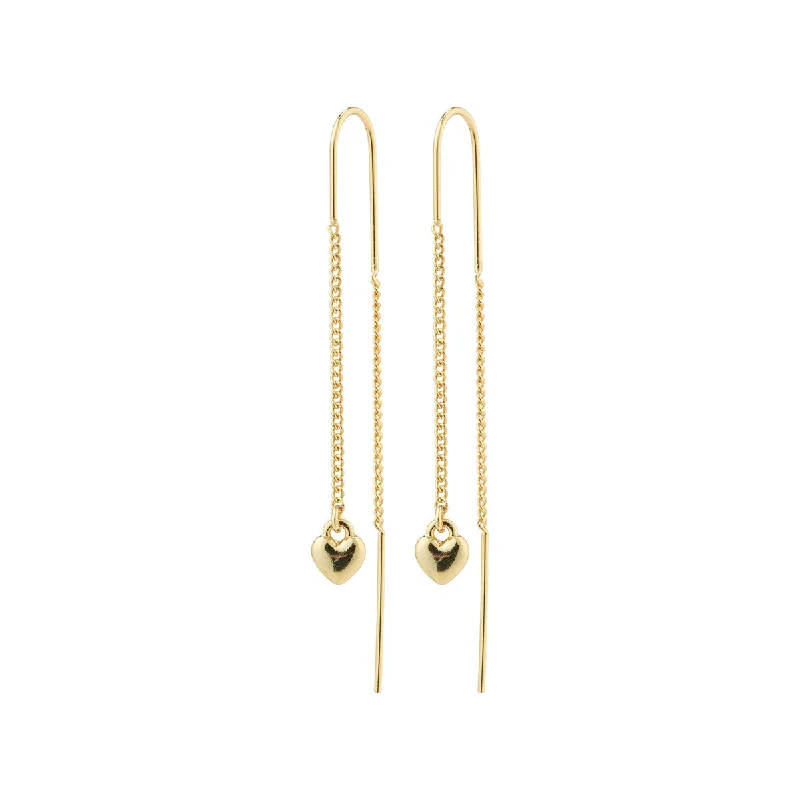 thick hoop earrings -Afroditte Gold Plated Heart Pull Through Earrings