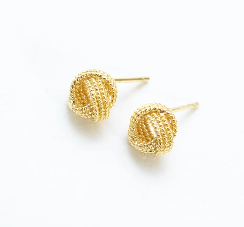 colored gemstone earrings for women -24K Gold Vermeil Knot Studs