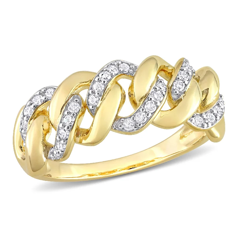 eternity diamond rings for women -Miadora 1/4ct TDW Diamond Interlocking Link Ring in Yellow Silver