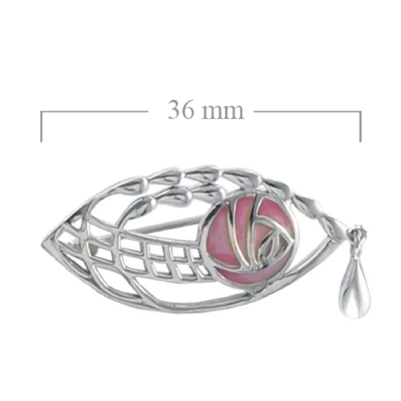 wedding brooches for bridesmaids -Sterling Silver Rene Mackintosh Rose Brooch