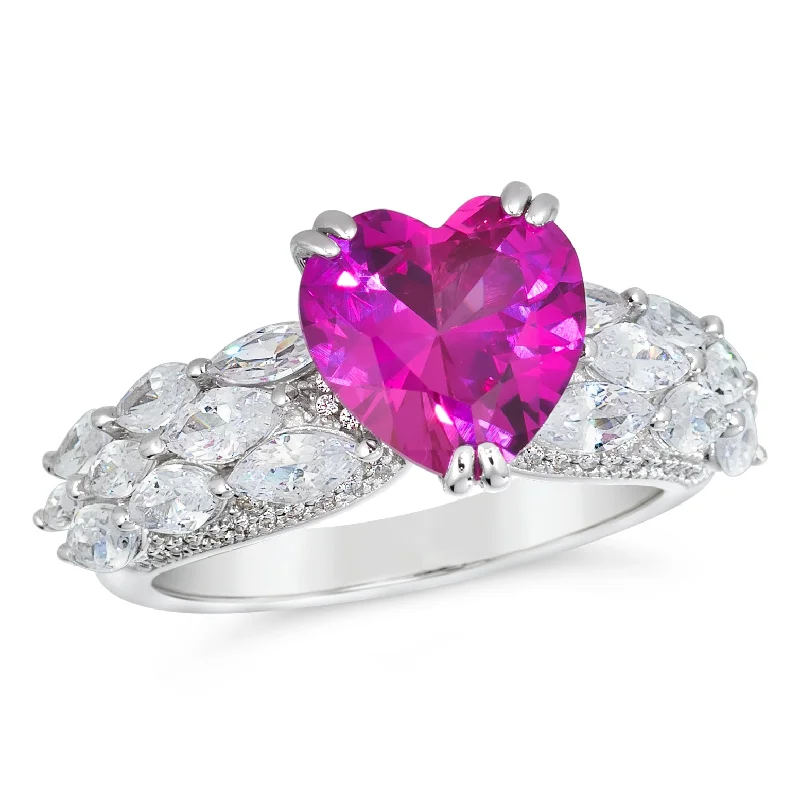 oval rings for women -Pink Sapphire Heart Ring