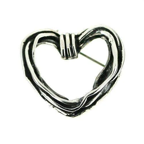 unique animal brooches -Sterling Silver Heart Brooch P29