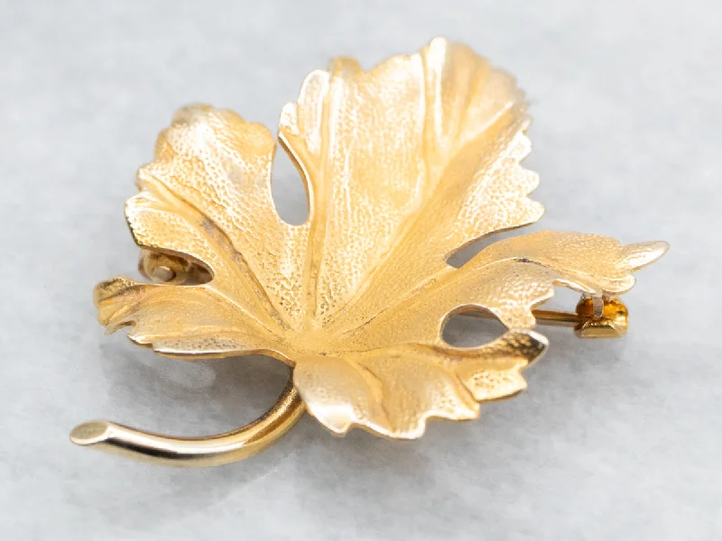 fabric brooches for women -Gold Leaf Brooch