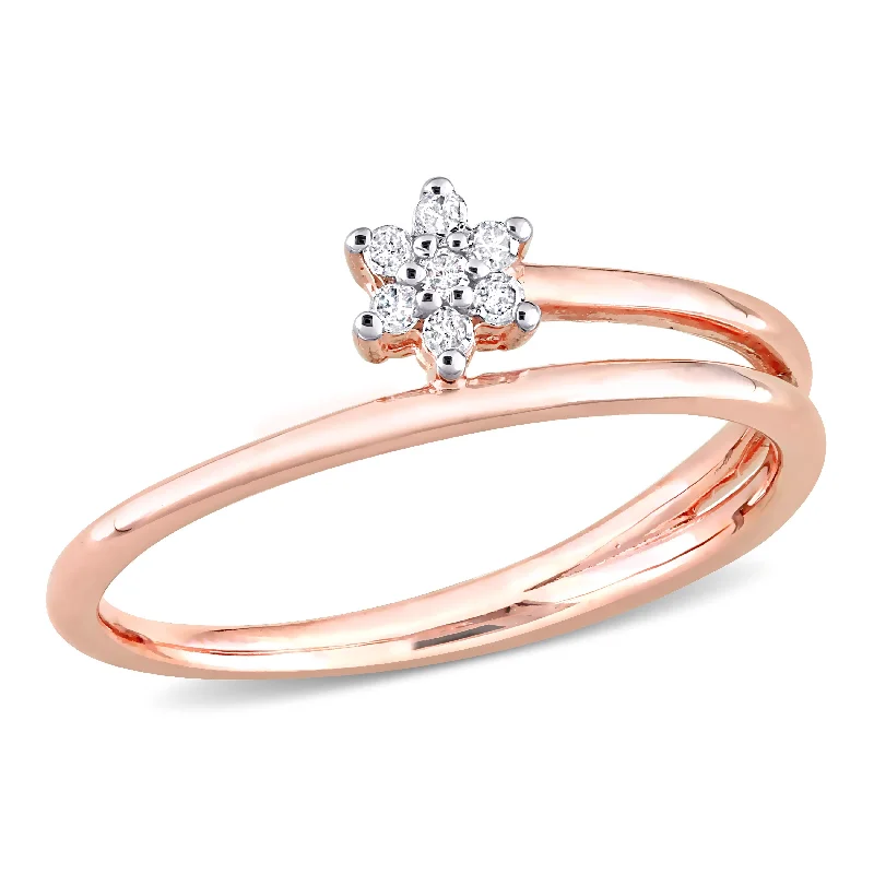 diamond rings for women -Miadora Diamond Accent Floral Promise Ring in Rose Silver