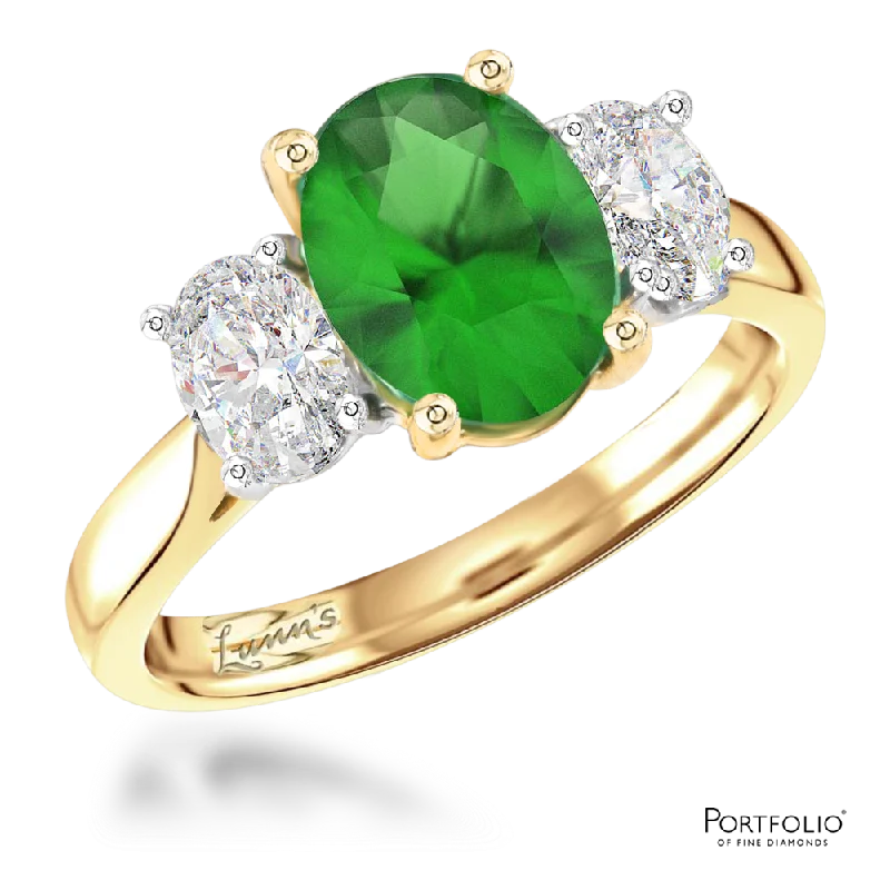 Three Stone 1.93ct Emerald Yellow Gold/Platinum Ring