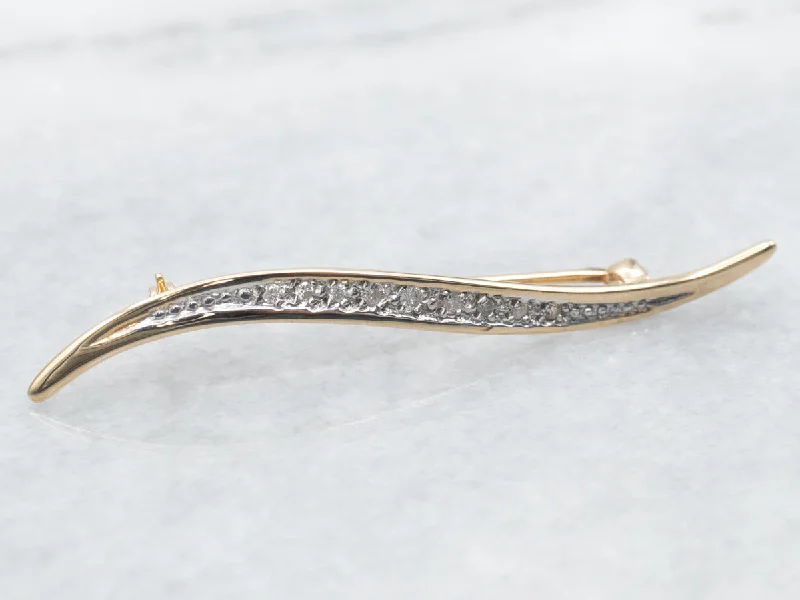 luxury brooches for evening wear -Yellow Gold Diamond Swirl Brooch