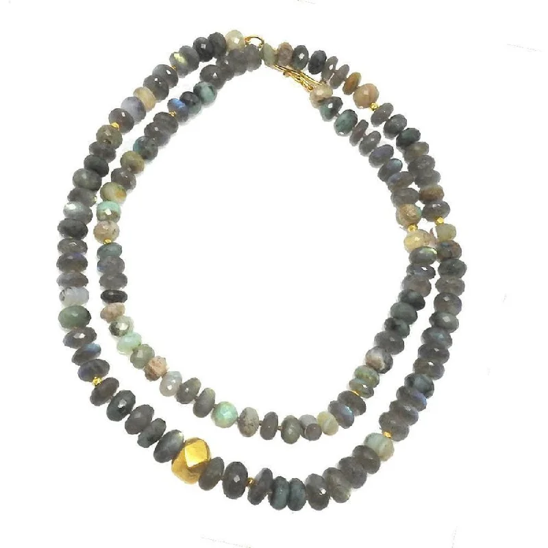 sapphire necklaces for women -Labradorite, Chrysophase Necklace