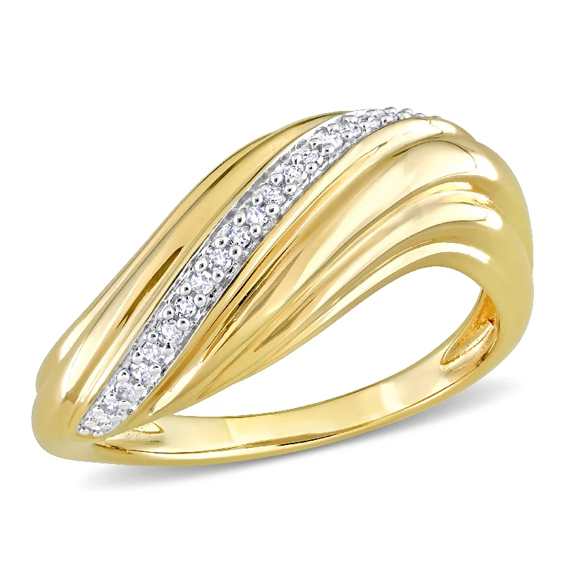 unique rings for women -Miadora 1/10ct TDW Diamond Curved Wave Ring in 14k Yellow Gold