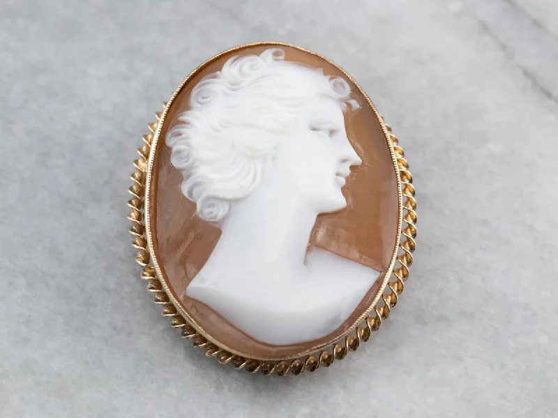 personalized brooches for gifts -Mid Century Cameo Brooch or Pendant