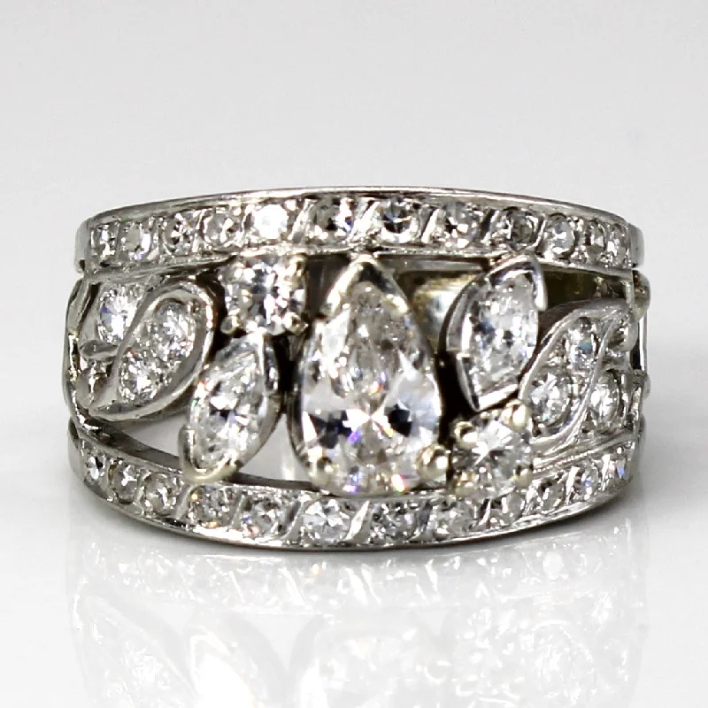 Open Work Multi Diamond Platinum Ring | 1.53ctw | SZ 6.5 |