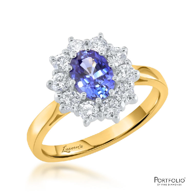 Cluster 0.92ct Sapphire Yellow Gold Ring