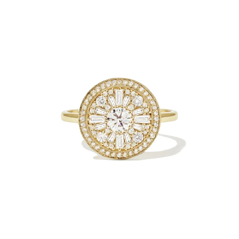 diamond rings for women -Round Shape Brilliant Cut Halo Diamond Mosaic Ring