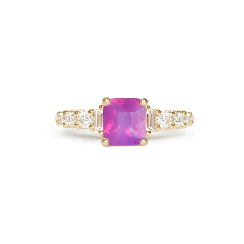 solitaire rings for women -Cushion Opalescent Ruby Nouveau Ring