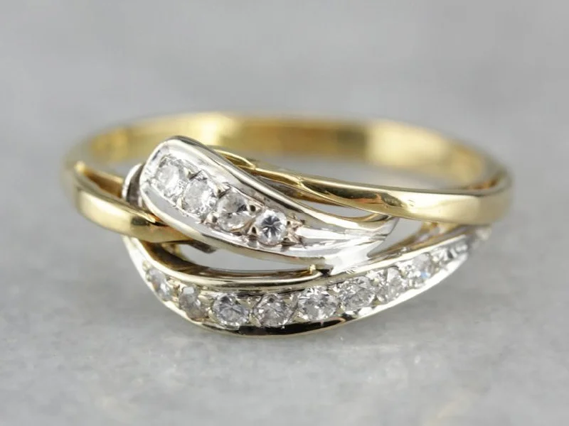 Free Form Abstract Ladies Diamond and Gold Ring