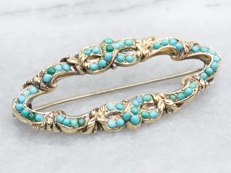 large brooches for women -Lovely Victorian Turquoise Brooch