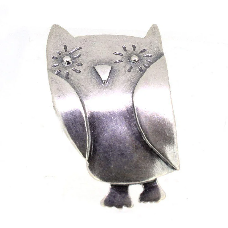 wedding brooches for bouquets -Sterling Silver Owl Brooch B11107