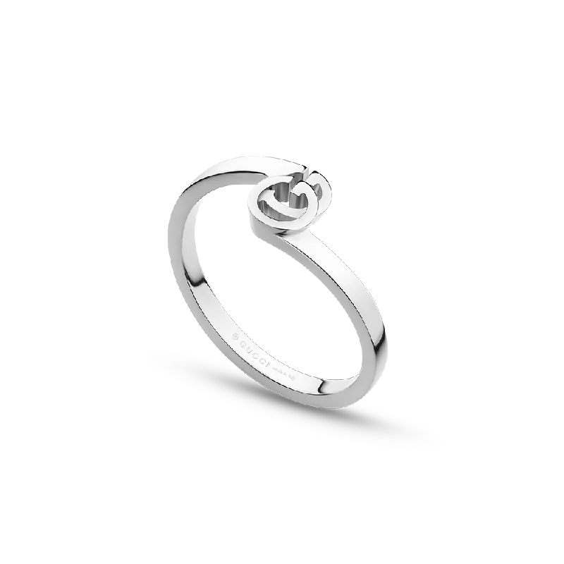 Gucci GG Running 18ct White Gold Ring Size 20