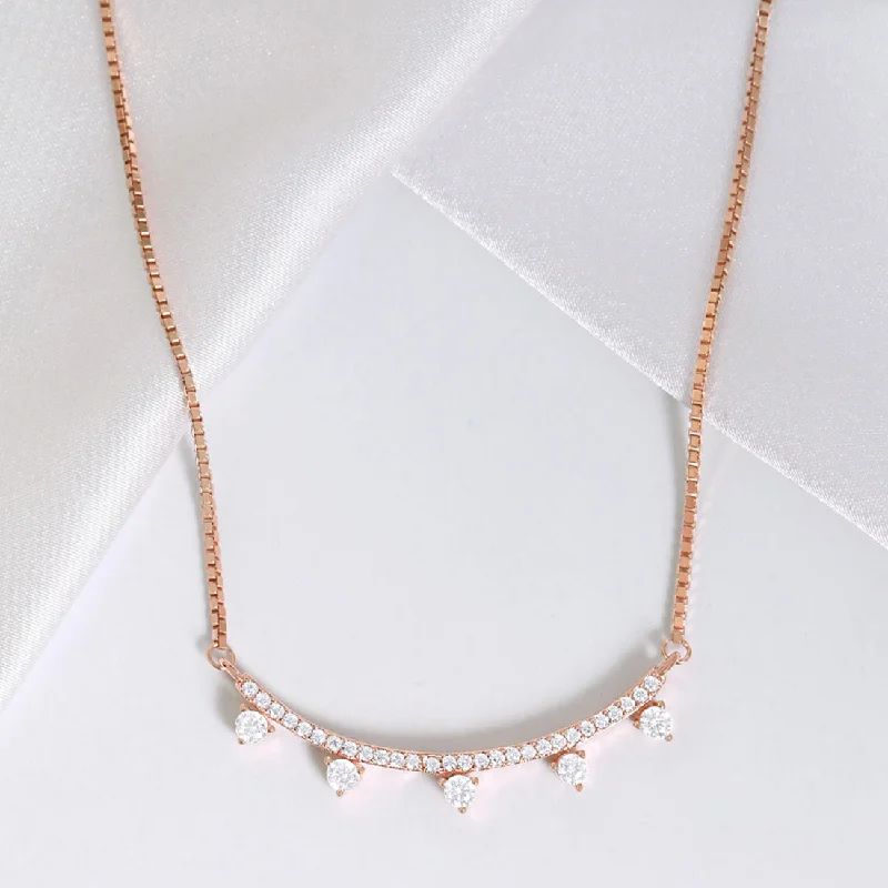 sterling silver necklaces for women -Delicate Rose Gold-Plated 925 Sterling Silver CZ Necklace