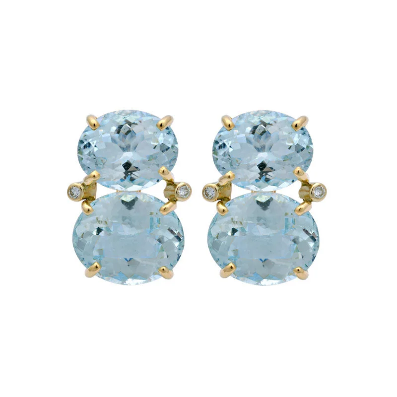 colorful earrings for women -Earrings-Aquamarine and Diamond