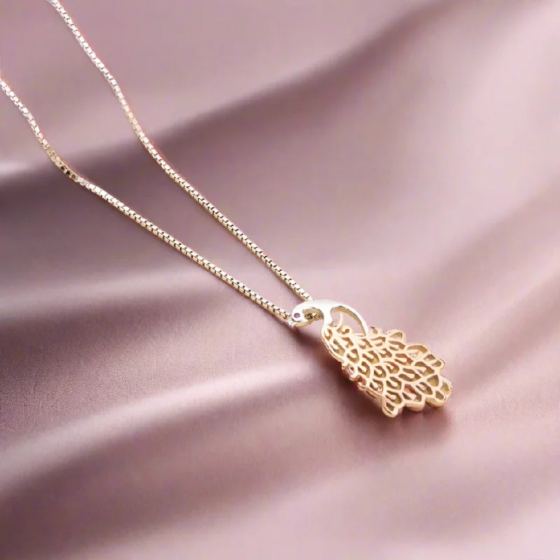 simple necklaces for women -Peacock Necklace 925 Sterling Silver in Rose Gold Plated