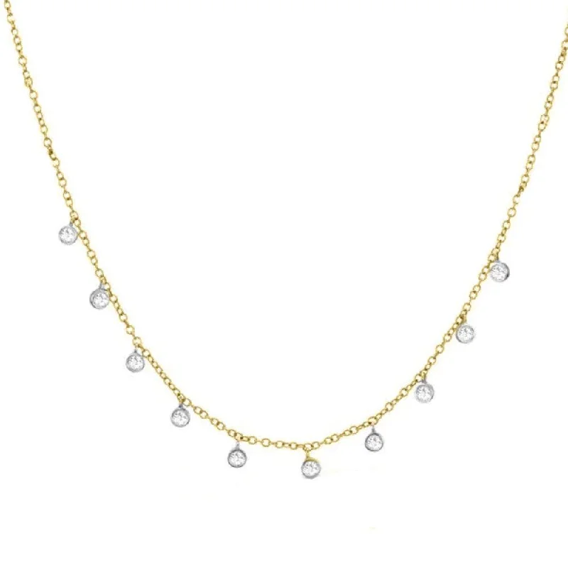 chunky necklaces for women -Yellow Gold Necklace with 10 Bezel Set Diamonds