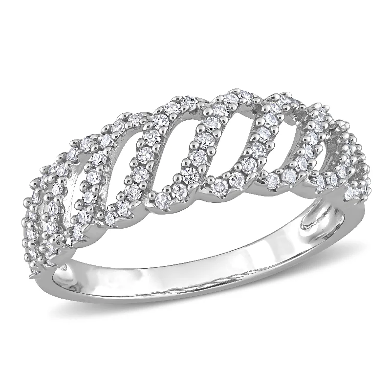 heart-shaped rings for women -Miadora 1/3ct TDW Diamond Wave Ring in 10k White Gold