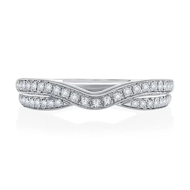 A.Jaffe Stackable Rings Curved Two Row Diamond Wedding Band WR1000/22