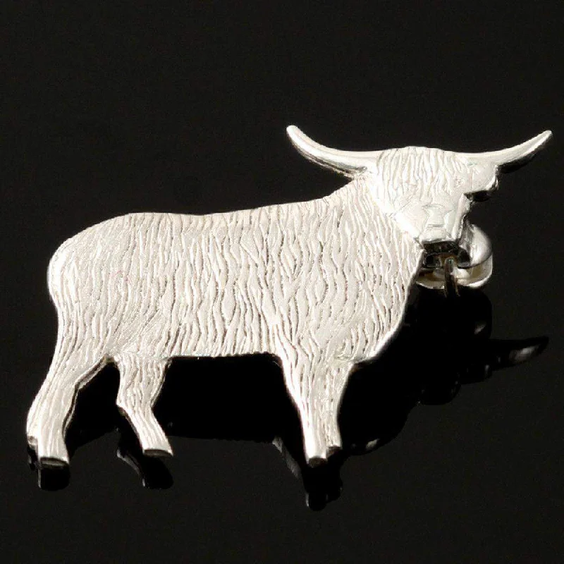 romantic brooches for women -Sterling Silver Or Gold Highland Cow Brooch - BW11