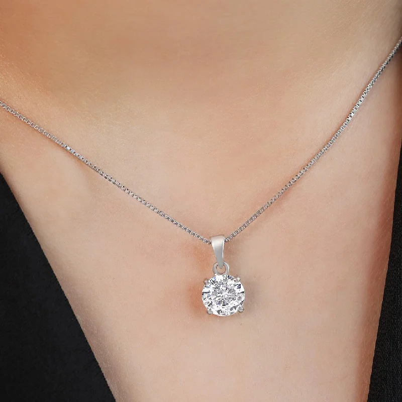 vintage necklaces for women -Solitaire 925 Silver Necklace Chain