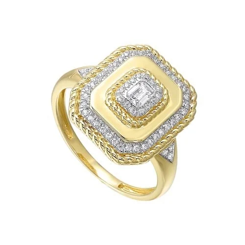 promise rings for women -Diamond Twisted Rope Signet Ring in 14k Yellow Gold (1/3ctw)