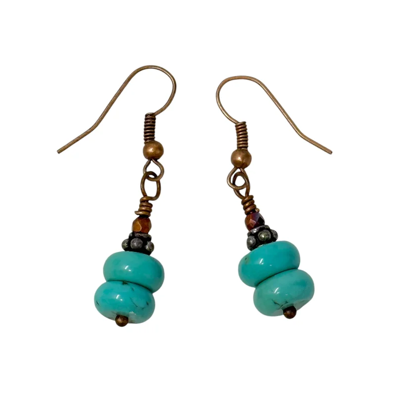 wedding earrings for women -Turquoise Bead Dangle Earrings By Unbranded