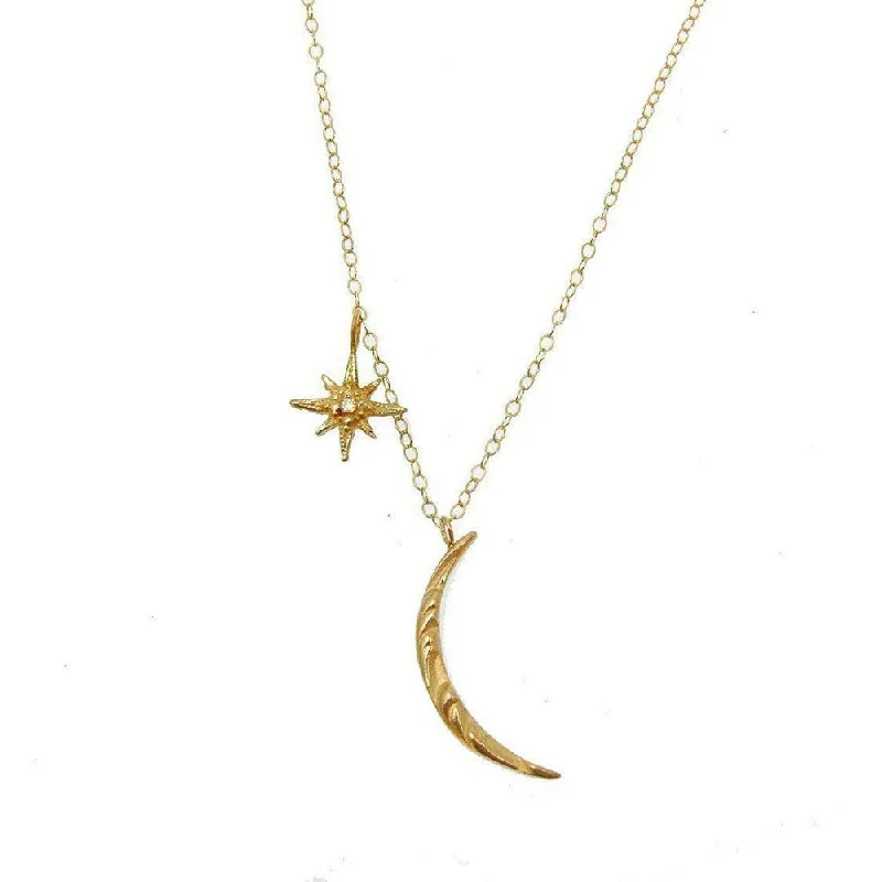 custom pendant necklaces for women -Moon and Tiny Star Necklace