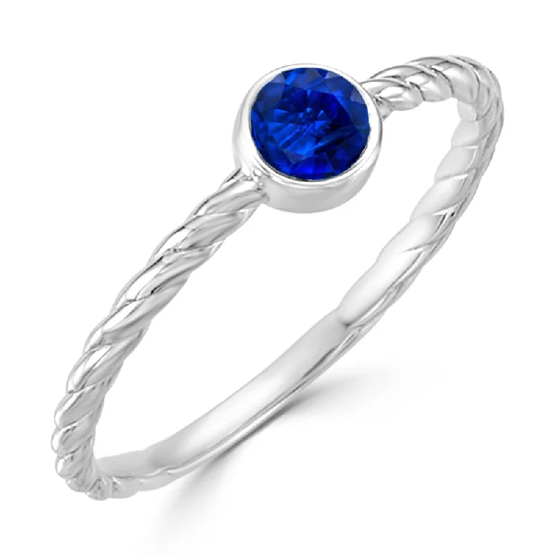 vintage rings for women -Auriya Ultra-Thin Rope Style Solitaire Sapphire Gem Stacking Ring 1/4ct 10K Gold