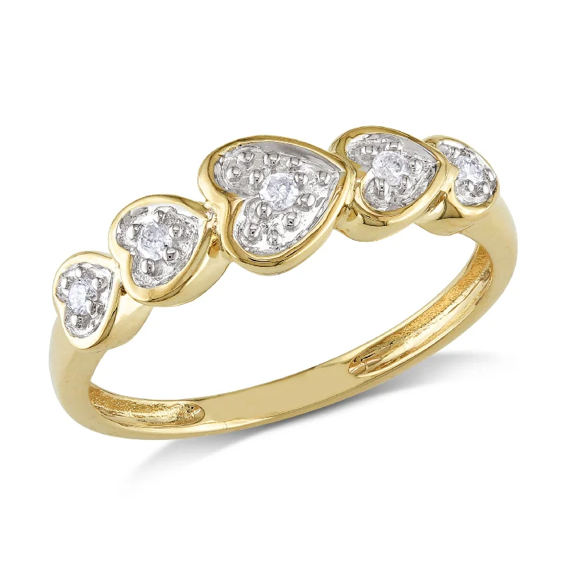 custom engraved rings -Miadora 10k Yellow Gold Diamond Accent Heart Ring