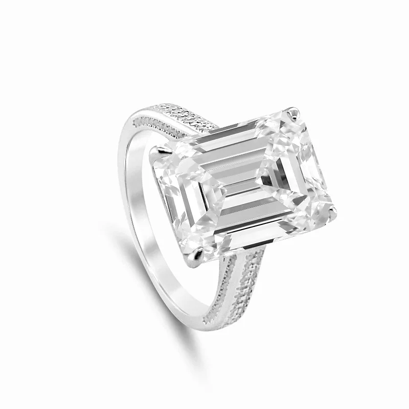 wedding rings for women -Addison 8.5 Carat Emerald Cut Ring