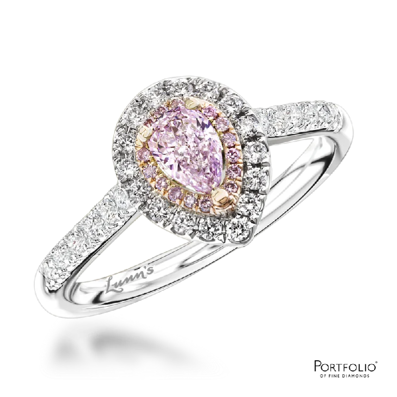 Cluster 0.32ct Natural Light Purple Diamond Platinum Ring