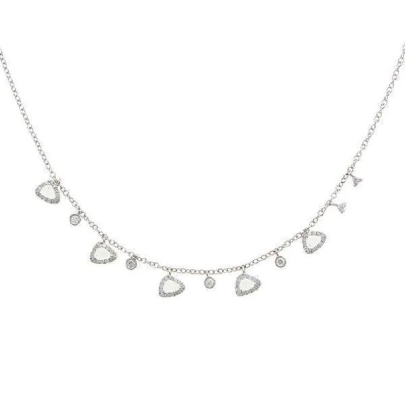 vintage bridal necklaces for women -White Topaz Trillion Necklace