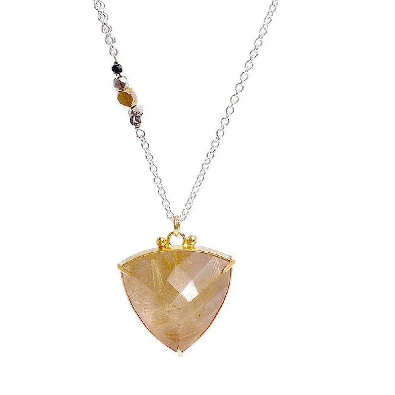 bridal pearl necklaces for women -Rutilated Quartz Pyramid Necklace