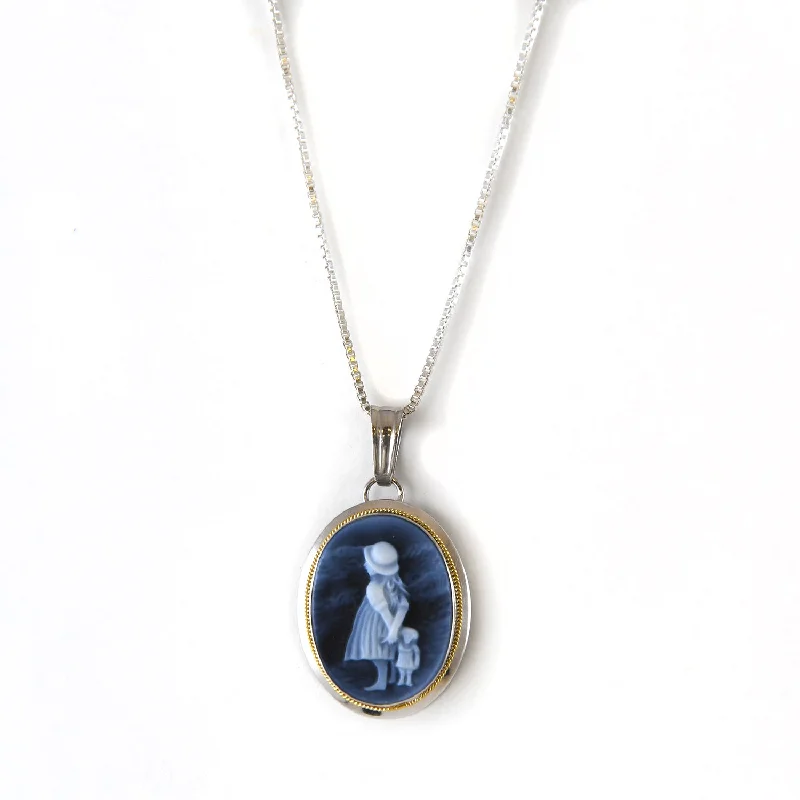 anniversary gift necklaces for women -Girl by the Sea Agate Cameo Necklace