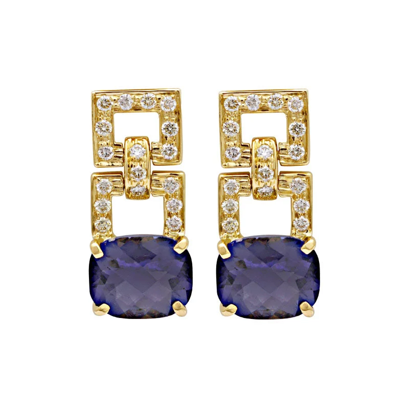 chic earrings for women -Earrings-Iolite and Diamond