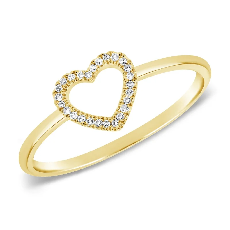 trendy rings for women -Joelle Diamond Open Heart Ring 1/20 ct. t.w. 14k Gold