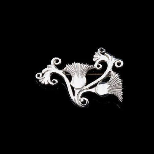 geometric brooches for women -Silver or Gold Thistle Brooch - B36