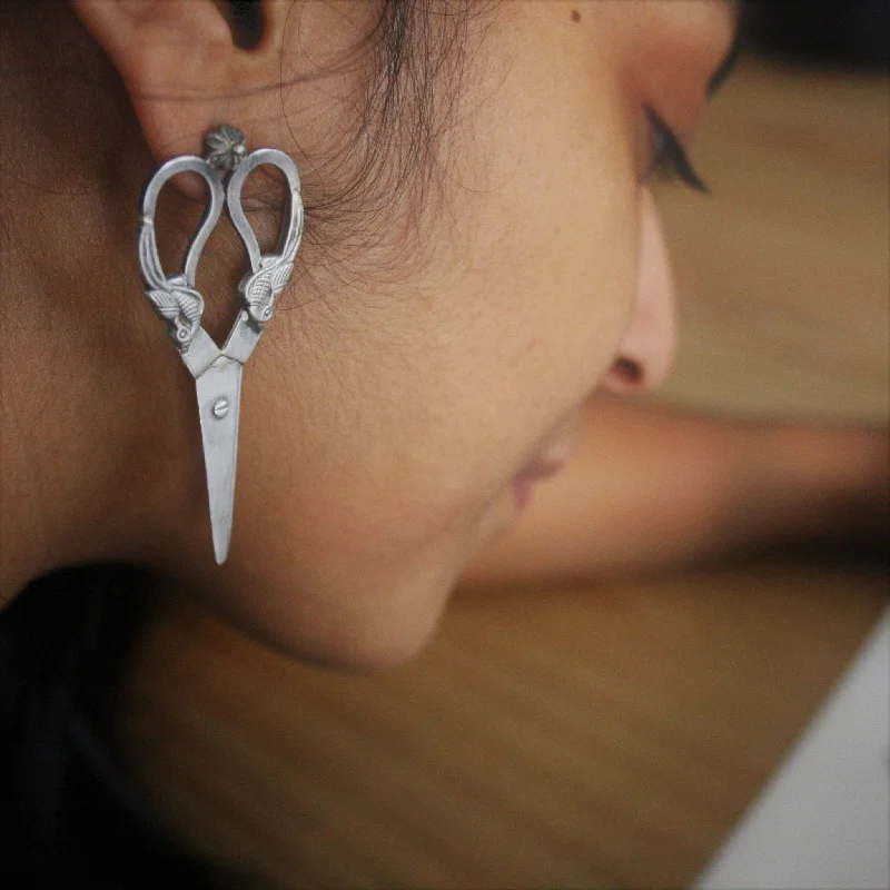 custom engraved earrings -Scissor Earrings