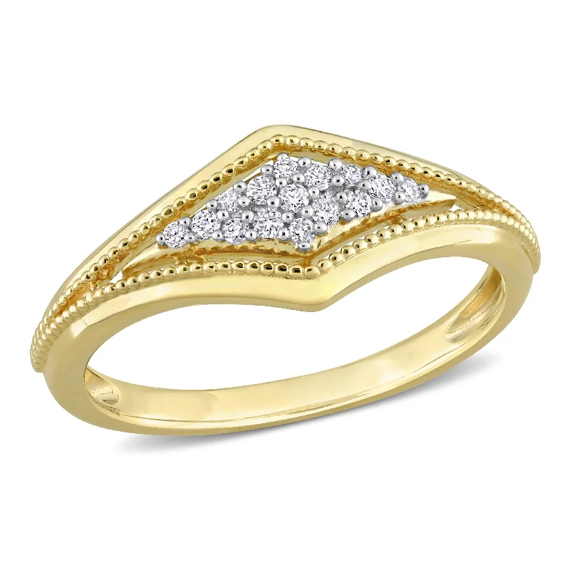 fashion engagement rings -Miadora 1/10ct TDW Diamond Pave Ring in 10k Yellow Gold