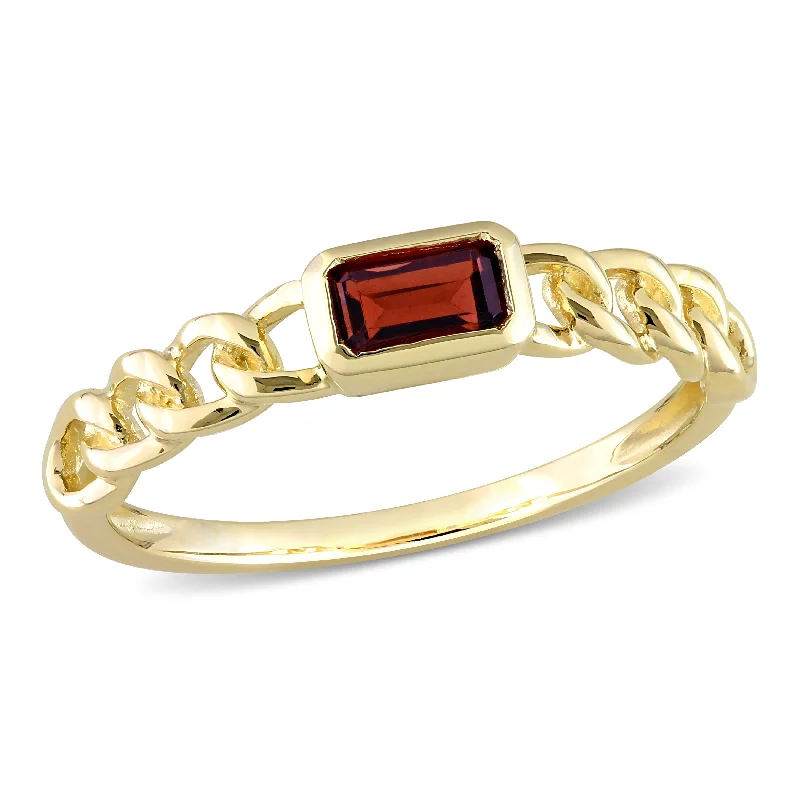 promise rings for women -Miadora 1/3ct TGW Octagon Garnet Link Ring in 10k Yellow Gold