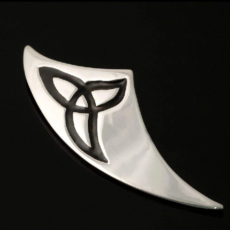 handmade brooches for women -Sterling Silver Triquetra Curved Large Brooch - B726