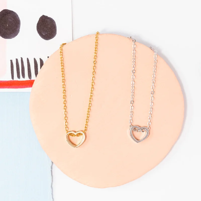 minimalist gold necklaces for women -Heart Cut Out Charm Necklace